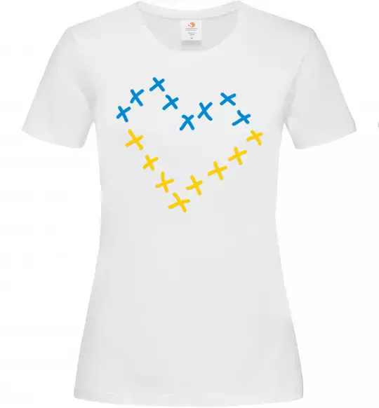 Жіноча футболка Серце з хрестиків Білий фото