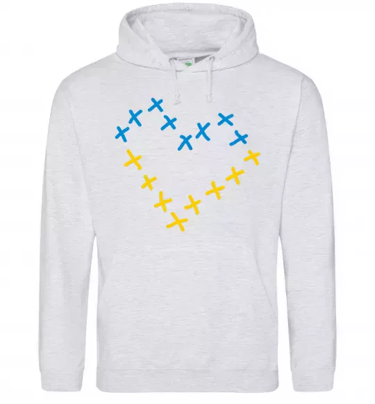 Чоловіча толстовка (худі) Серце з хрестиків Сірий меланж фото