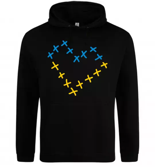 Женская толстовка (худи) Серце з хрестиків Черный фото