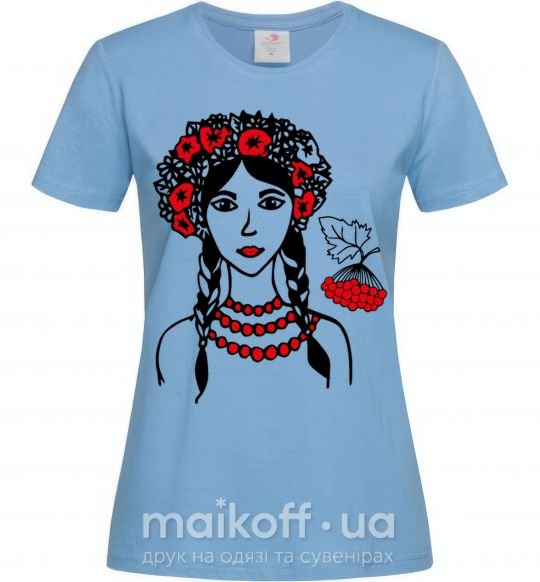 Жіноча футболка Українка калина Блакитний фото