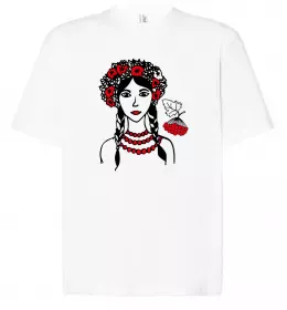 Футболка Оверсайз Українка калина Белый фото