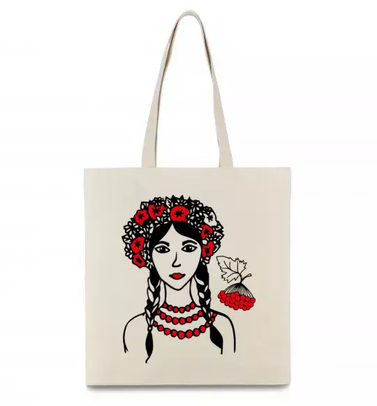 Эко-сумка Українка калина Бежевый фото