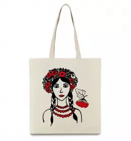 Еко-сумка Українка калина Бежевий фото