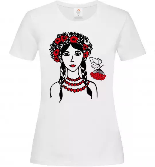 Женская футболка Українка калина Белый фото