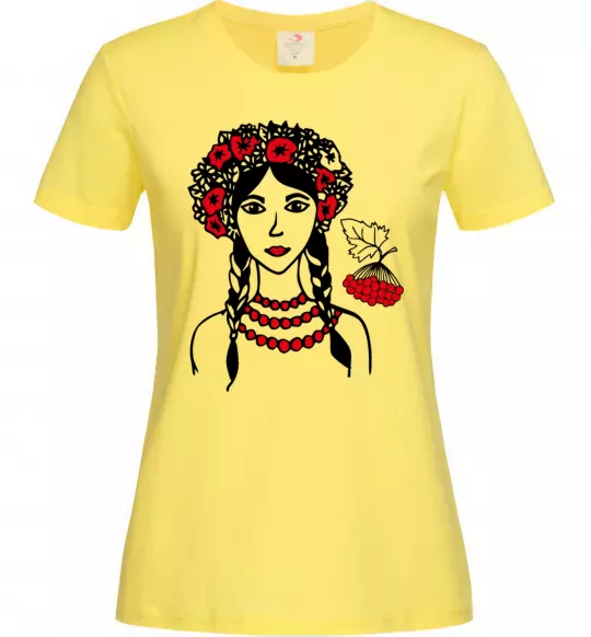 Женская футболка Українка калина Лимонный фото