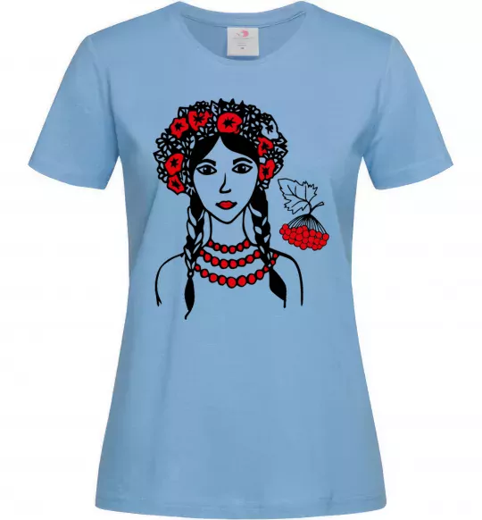 Женская футболка Українка калина Голубой фото