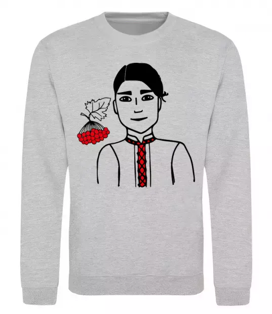 Світшот Українець калина Сірий меланж фото