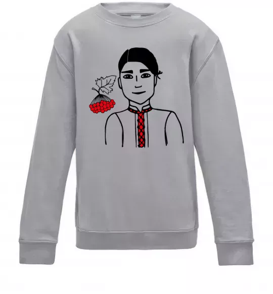 Детский Свитшот Українець калина Серый меланж фото
