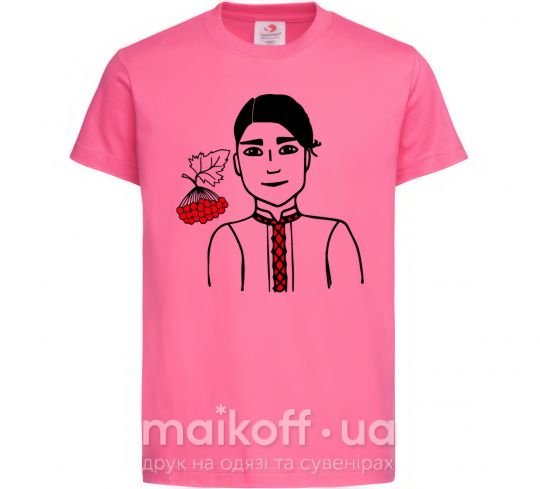 Дитяча футболка Українець калина Яскраво-рожевий фото