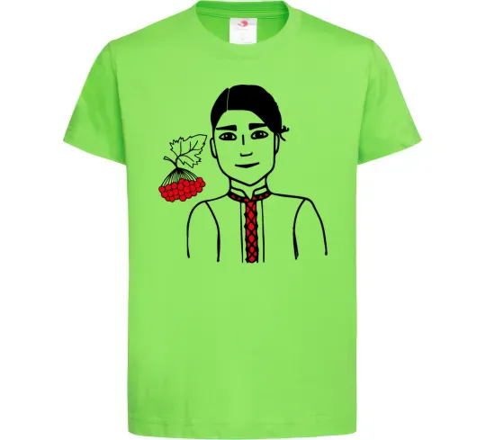 Дитяча футболка Українець калина Лаймовий фото