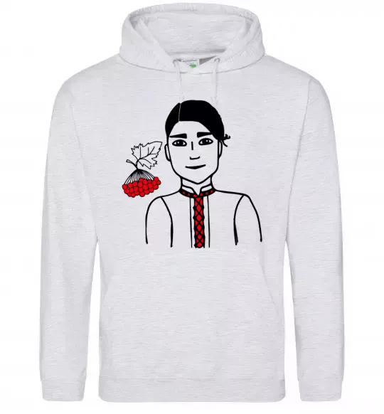 Чоловіча толстовка (худі) Українець калина Сірий меланж фото