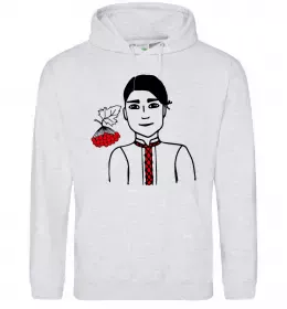 Мужская толстовка (худи) Українець калина Серый меланж фото