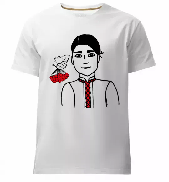 Чоловіча преміум футболка Українець калина Білий фото