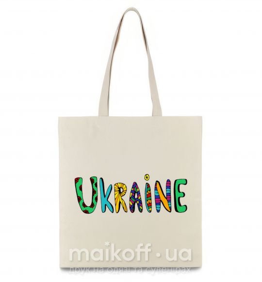 Еко-сумка Ukraine text Бежевий фото