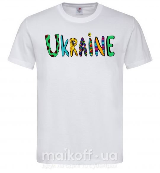 Чоловіча футболка Ukraine text Білий фото