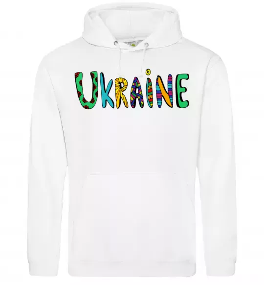 Чоловіча толстовка (худі) Ukraine text Білий фото