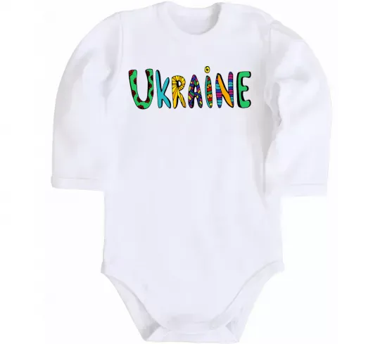 Дитячий бодік Ukraine text Білий фото
