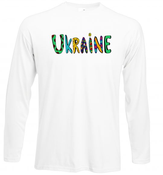 Лонгслив Ukraine text Белый фото