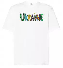 Футболка Оверсайз Ukraine text Белый фото