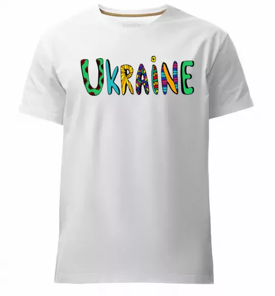 Мужская премиум футболка Ukraine text Белый фото