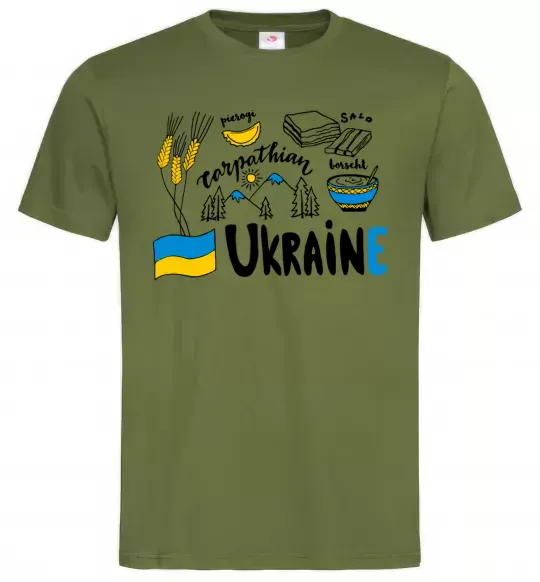 Мужская футболка Ukraine symbols Оливковый фото