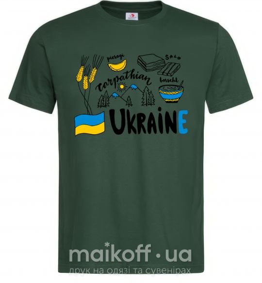 Мужская футболка Ukraine symbols Темно-зеленый фото