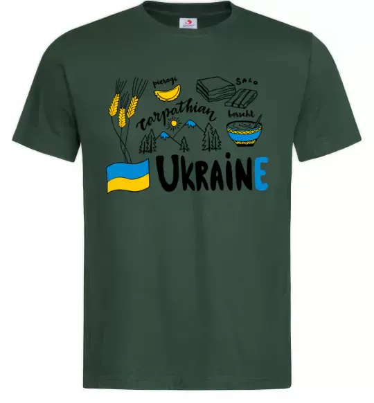 Мужская футболка Ukraine symbols Темно-зеленый фото