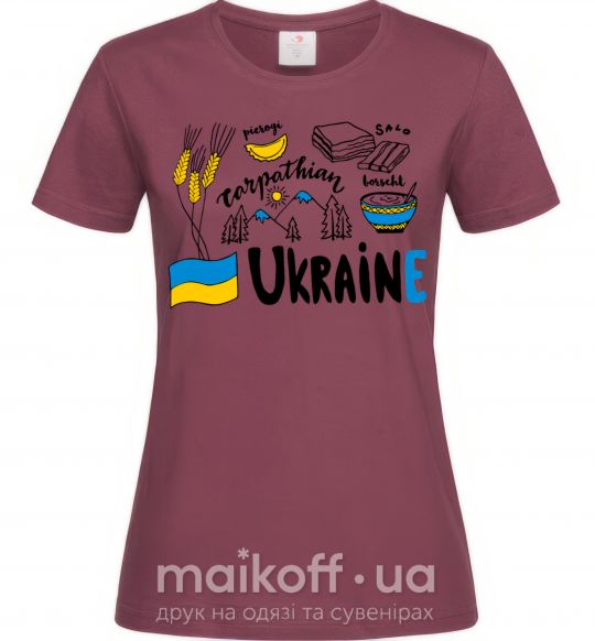 Жіноча футболка Ukraine symbols Бордовий фото