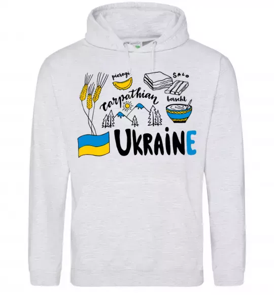 Чоловіча толстовка (худі) Ukraine symbols Сірий меланж фото