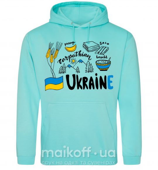 Мужская толстовка (худи) Ukraine symbols Мятный фото