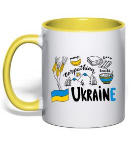 Чашка з кольоровою ручкою Ukraine symbols Чашка з кольоровою ручкою Ukraine symbols