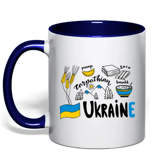 Чашка з кольоровою ручкою Ukraine symbols Глибокий темно-синій фото