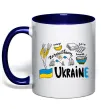 Чашка з кольоровою ручкою Ukraine symbols Глибокий темно-синій Чашка з кольоровою ручкою Ukraine symbols Глибокий темно-синій фото
