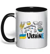 Чашка з кольоровою ручкою Ukraine symbols Чорний Чашка з кольоровою ручкою Ukraine symbols Чорний фото