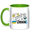 Чашка з кольоровою ручкою Ukraine symbols Лаймовий фото