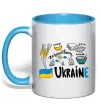 Чашка з кольоровою ручкою Ukraine symbols Блакитний Чашка з кольоровою ручкою Ukraine symbols Блакитний фото