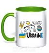 Чашка з кольоровою ручкою Ukraine symbols Зелений фото