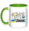 Чашка з кольоровою ручкою Ukraine symbols Зелений Чашка з кольоровою ручкою Ukraine symbols Зелений фото