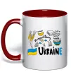 Чашка з кольоровою ручкою Ukraine symbols Червоний Чашка з кольоровою ручкою Ukraine symbols Червоний фото