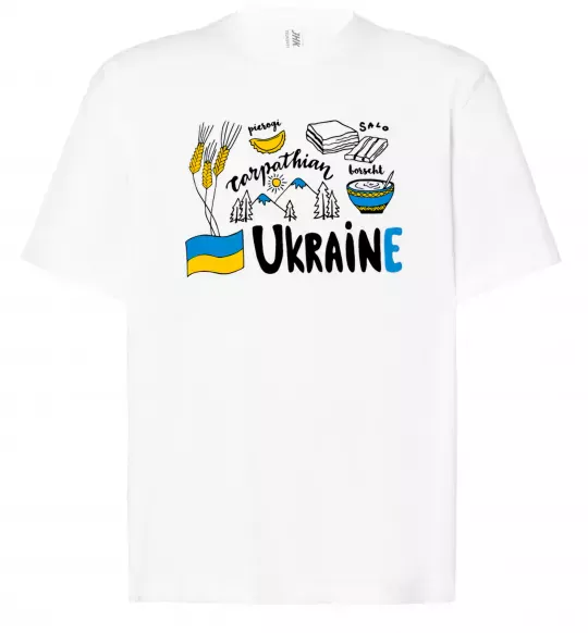Футболка Оверсайз Ukraine symbols Білий фото