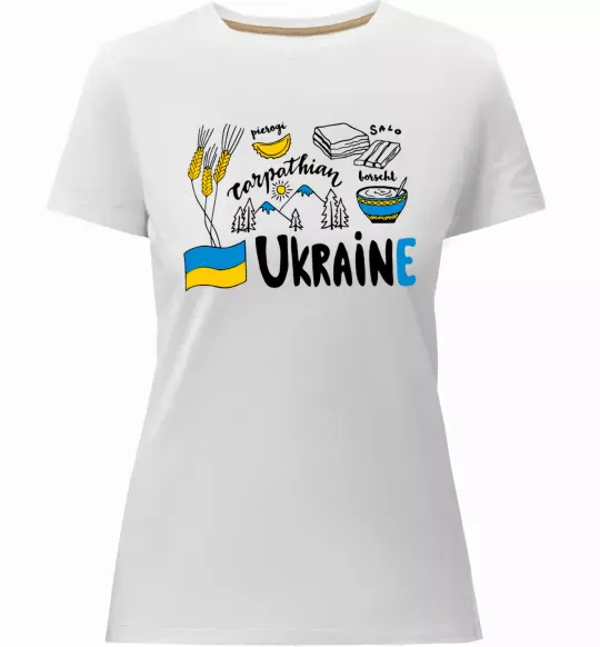 Жіноча преміум футболка Ukraine symbols Білий фото