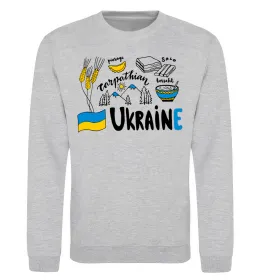 Свитшот Ukraine symbols Серый меланж фото