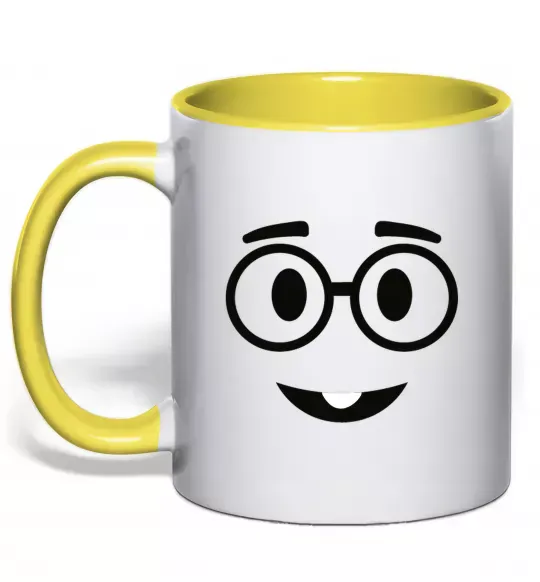 Чашка з кольоровою ручкою Ботанік Сонячно жовтий фото