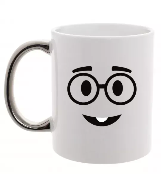 Чашка з кольоровою ручкою Ботанік Срібло фото