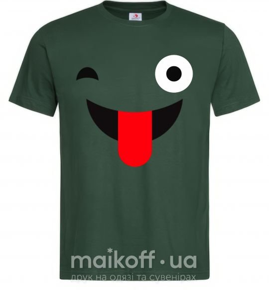 Мужская футболка Подмигивание с языком Темно-зеленый фото