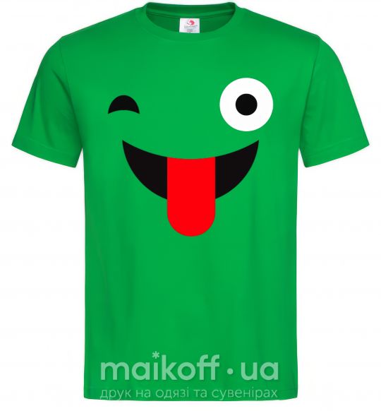 Мужская футболка Подмигивание с языком Зеленый фото