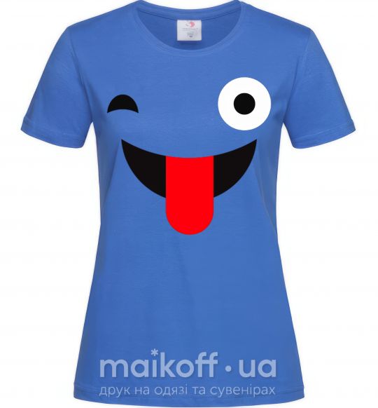 Женская футболка Подмигивание с языком Ярко-синий фото