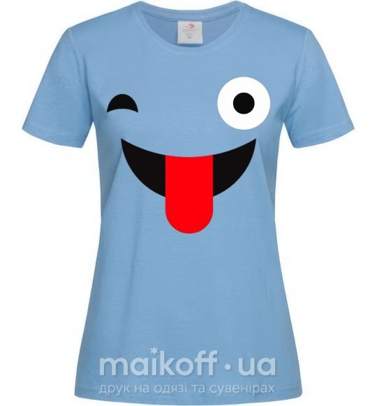 Женская футболка Подмигивание с языком Голубой фото