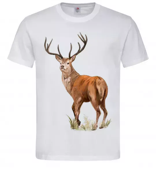 Чоловіча футболка Олень малюнок Білий фото