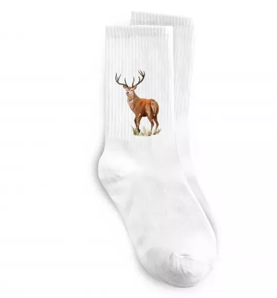 Шкарпетки Олень малюнок Білий фото
